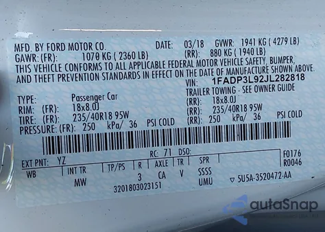 2018 Ford Focus St from USA, damaged, VIN 1FADP3L92JL282818